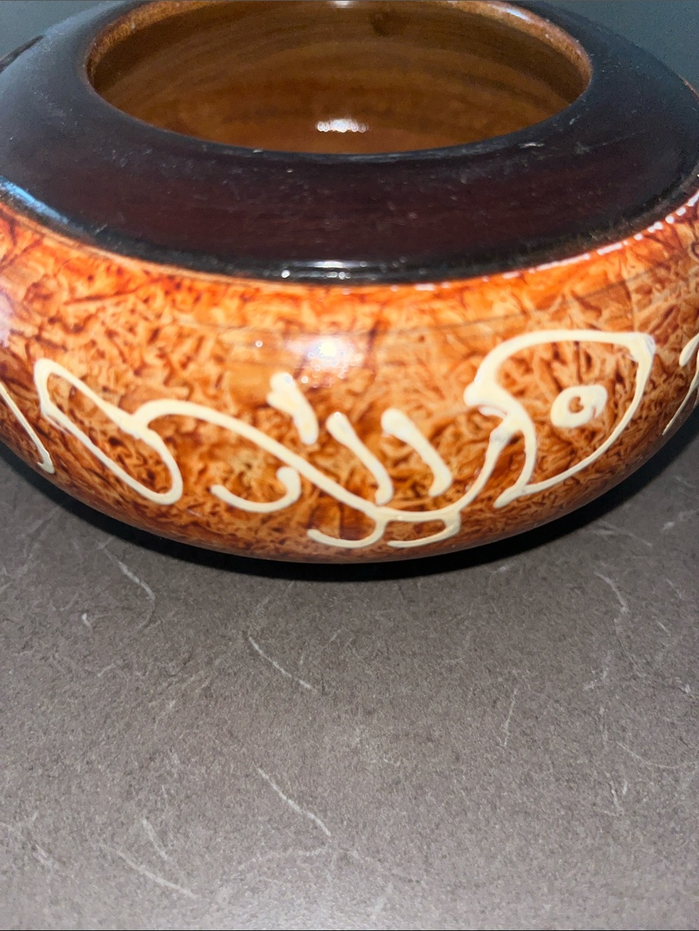 Handcrafted Round Wood Jar with Lid - Brown & Black 5-6” - Picture 4 of 4